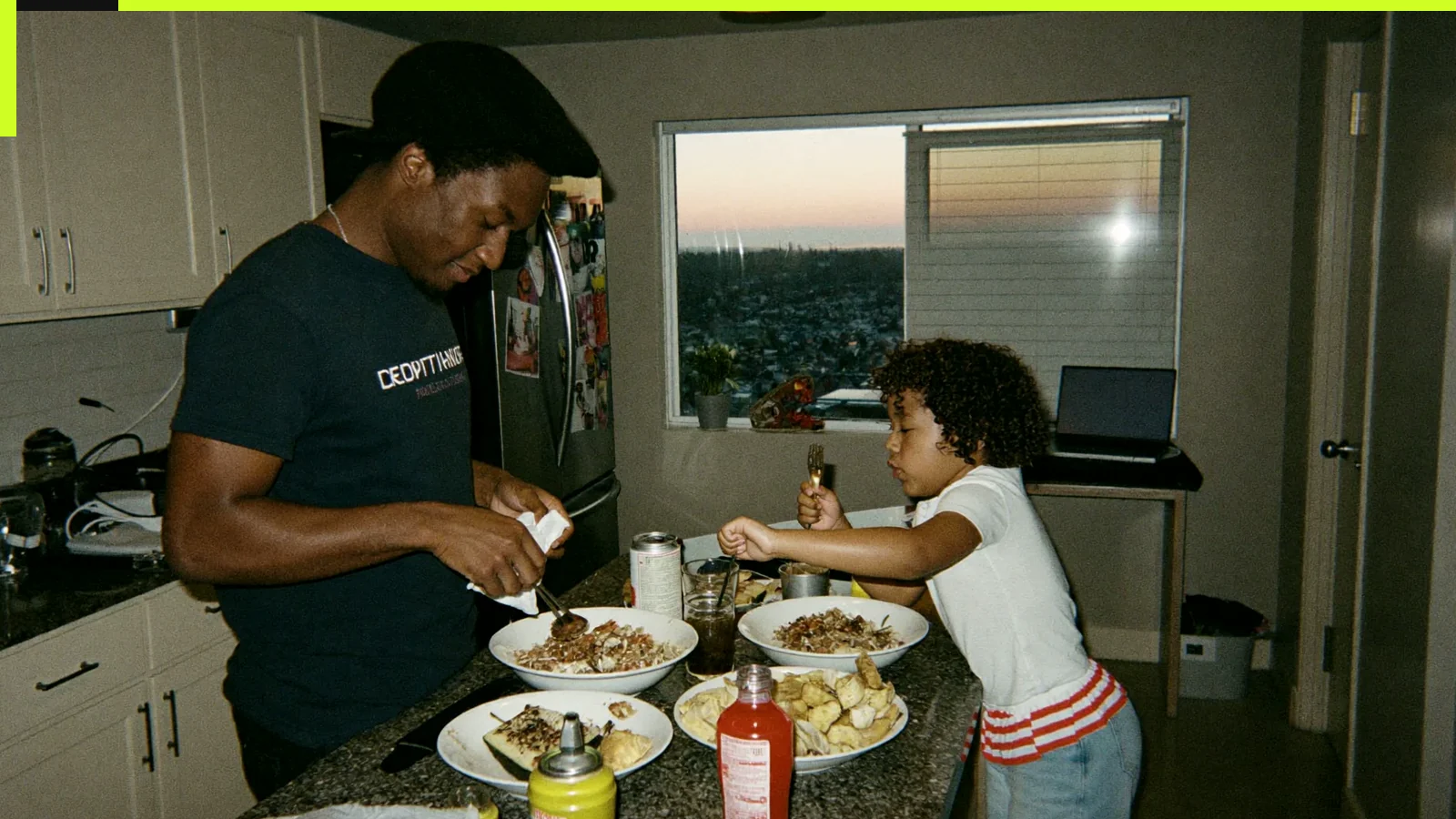 Move-in, move-out, before-repair, and after-repair apartment photographs arranged in sequence
