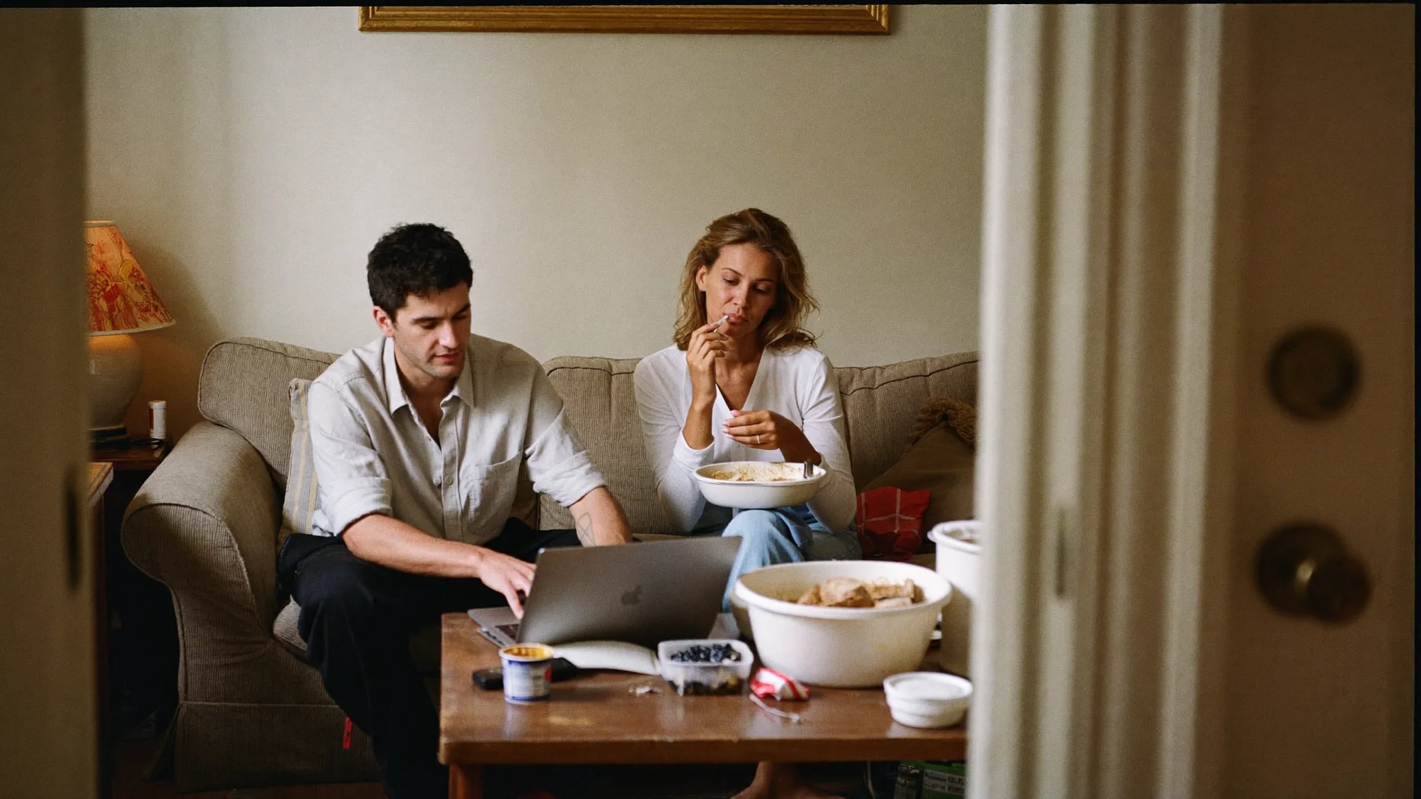 Couple spending a quiet evening together at home