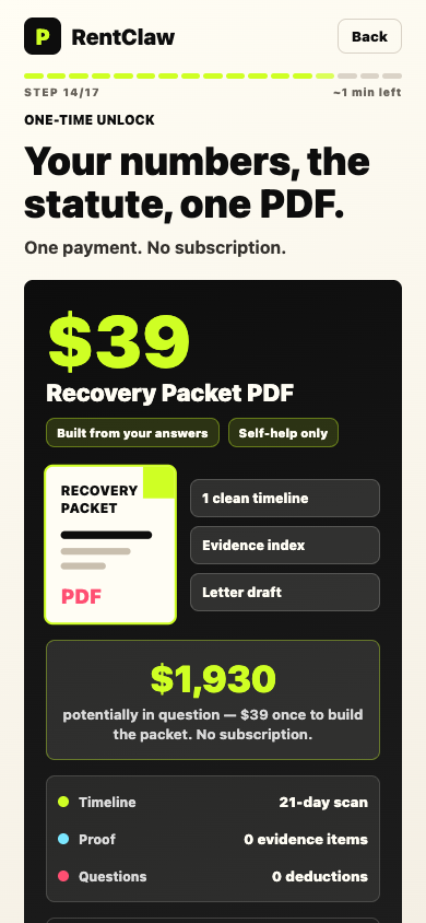 RentClaw recovery packet offer